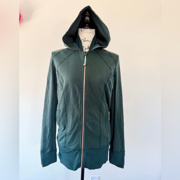 Lululemon Define Daily Practice Jacket Dark Fuel Green Gold Zip Sz 10 Athletic - Picture 14 of 16